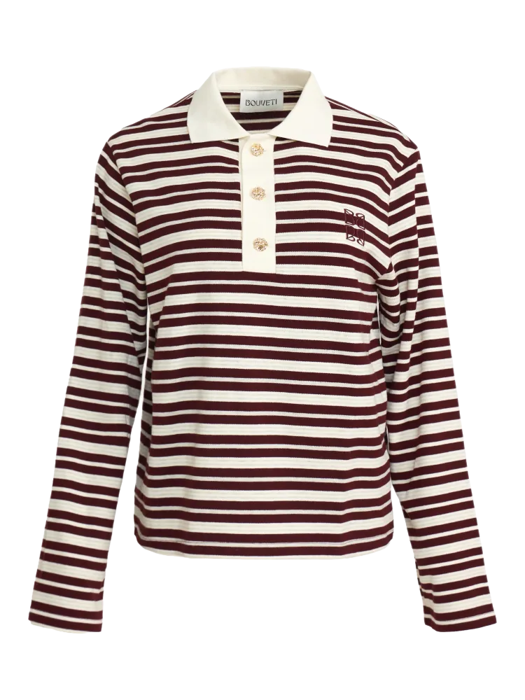 Isabelle Striped Polo Jumper - Burgundy - Bilde 2