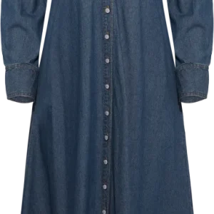 Denim Button-Down Dress – French Blue