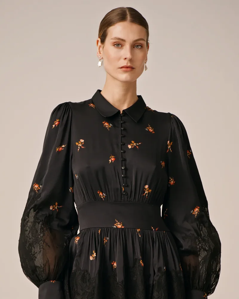 Satin Lace Dress - Petite Flowers - Bilde 3