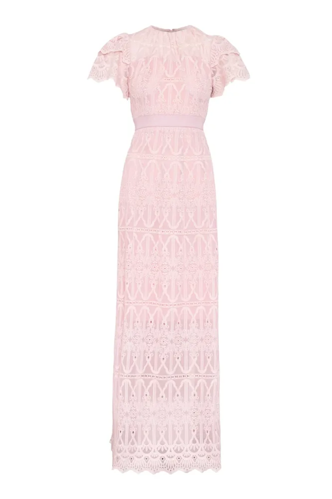 Philine Maxi Dress - Pink Embroidery