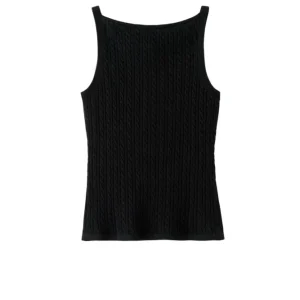 Fine Knit Cable Knit Singlet – Black Fine Knit Cable Knit Singlet – Black