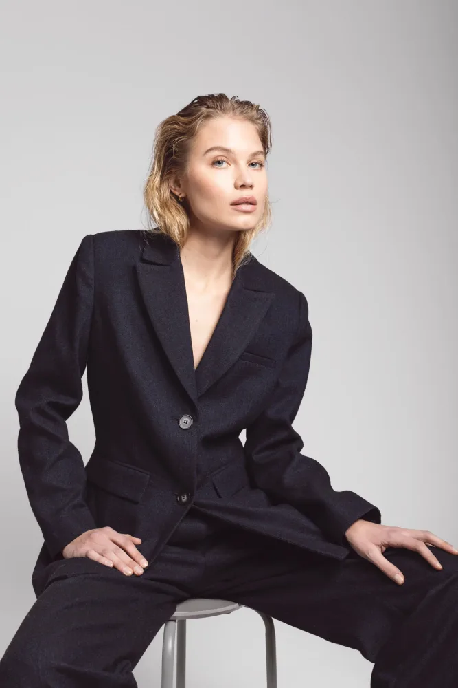 Andrea Blazer - Navy Herringbone - Bilde 2