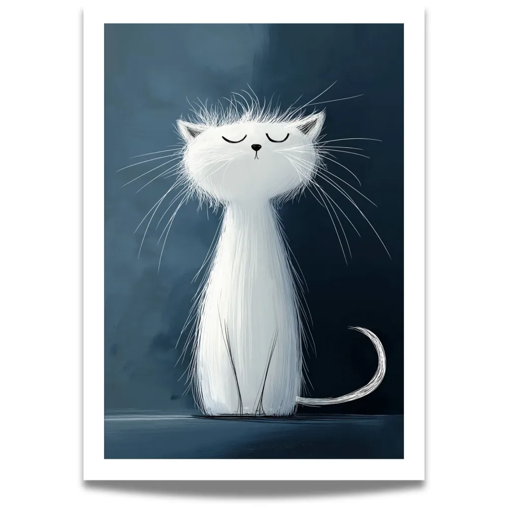 ELEGANT HVIT KATT – KUNSTPLAKAT OG LERRET ELEGANT HVIT KATT – KUNSTPLAKAT OG LERRET