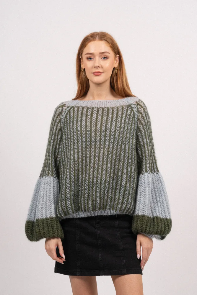 Liana Knit Sweater - Light Blue/Army - Bilde 2