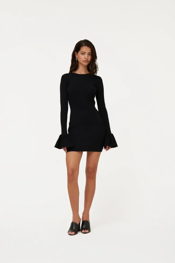 Knit Mini Cutout Dress - Black - Bilde 2