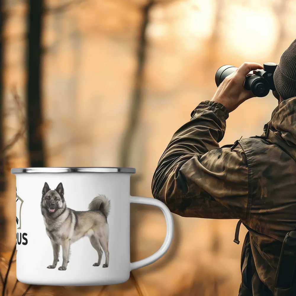 JAKTKRUS No10 - EMALJEKRUS MED ELGHUND, ELG OG PERSONLIG NAVN - Bilde 2