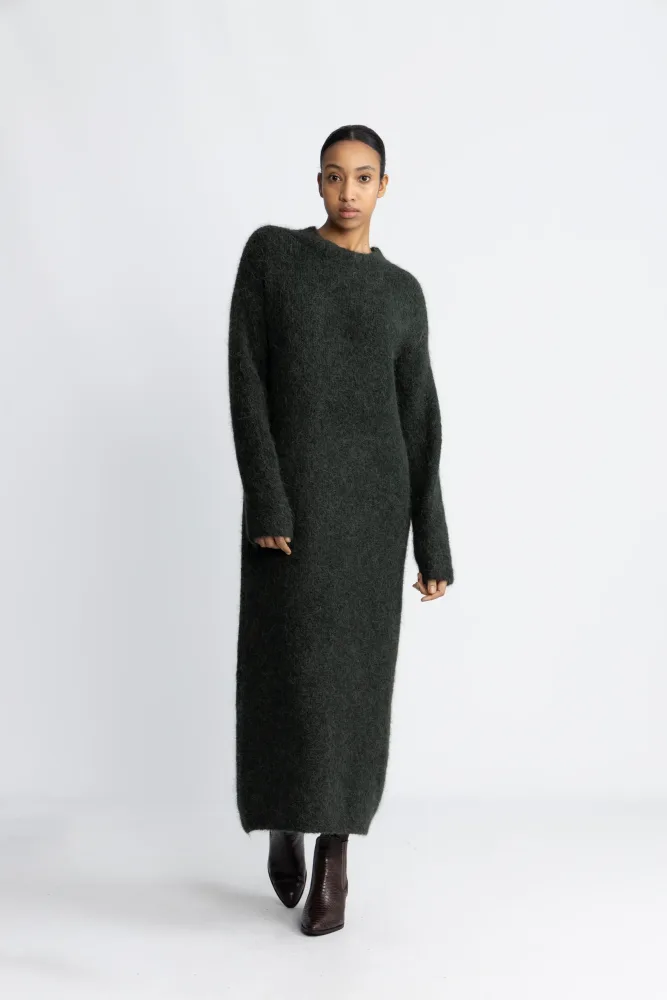 Gabella Ls Knit O-Neck Dress Camp - Scarab - Bilde 2