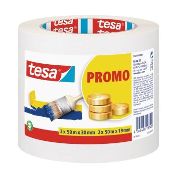 MASKERINGSTAPE TESA 2X50MX30MM/2X50MX19MM 4STK