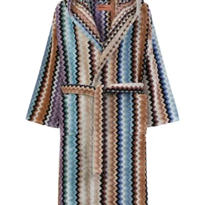 Adam Hooded Bathrobe – Black Multicolor Adam Hooded Bathrobe – Black Multicolor