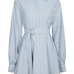Felice Striped Crepe Dress – Blue