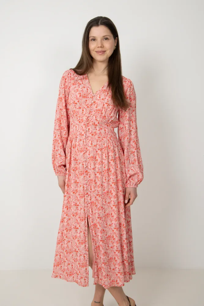 Una Crepe Midi Dress - Light Pink Floral - Bilde 3