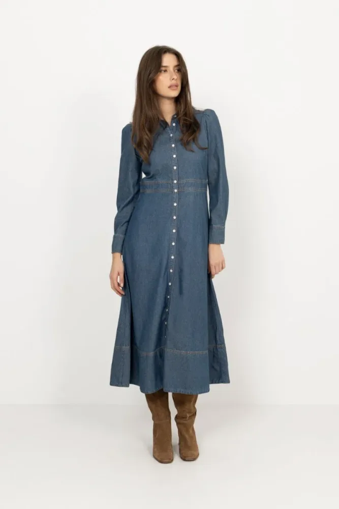 Denim Button-Down Dress - French Blue - Bilde 2