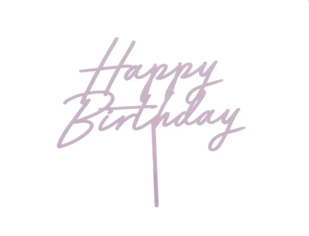 Kaketopp i akryl "Happy Birthday" - Lys lilla