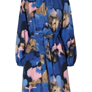 Mariette Ls Aop Short Dress – Dark Sapphire Aop