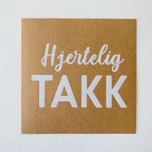 Kort m konvolutt 12×12 cm &laquo;Hjertelig Takk&raquo;
