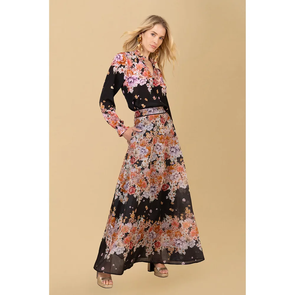 Baylor Skirt Silk/Linen - Black - Bilde 3