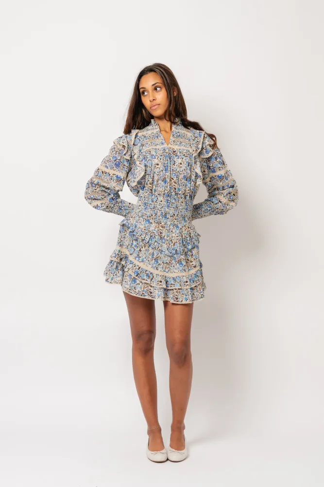 Vilde Voile Skirt - Blue Fleur