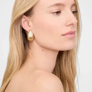 Ribbed Drop Earrings – Gold Ribbed Drop Earrings – Gold