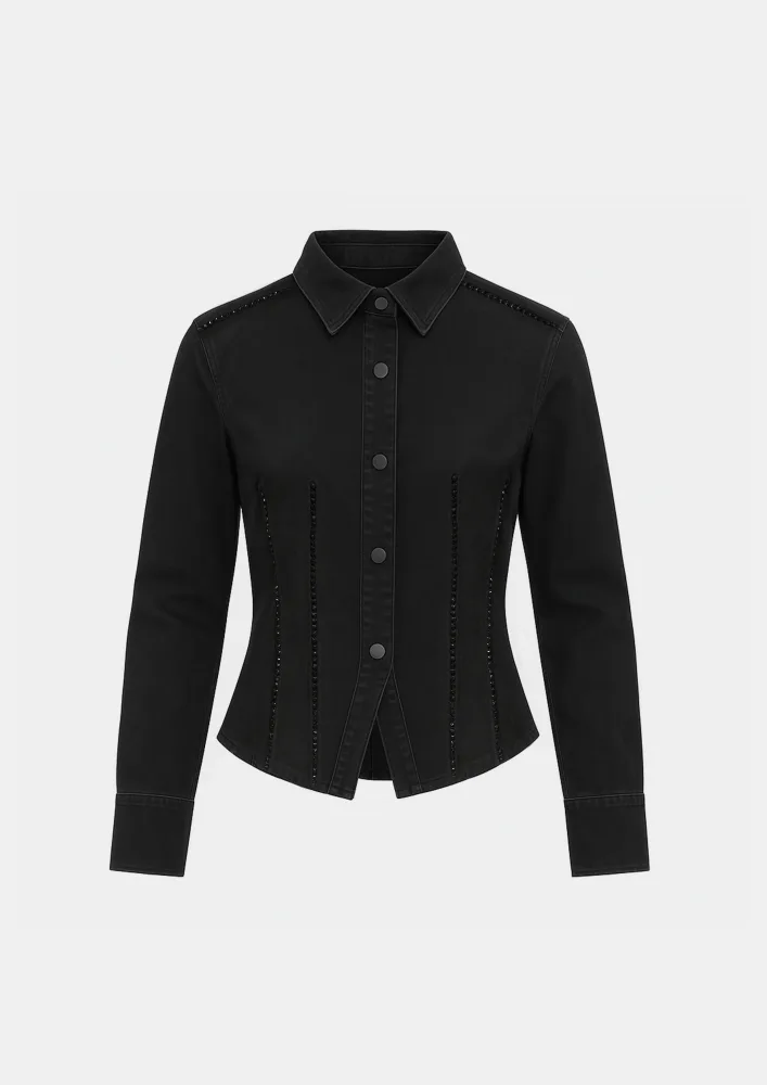 Eloise Embellished Shirt - Black