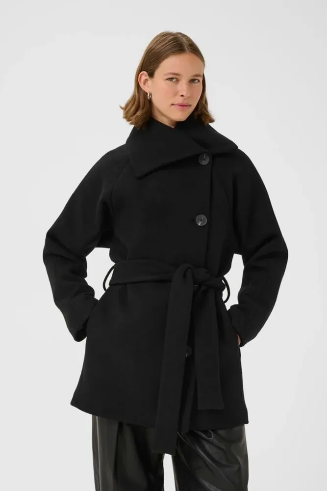 YunahIW Collar Coat - Black - Bilde 3
