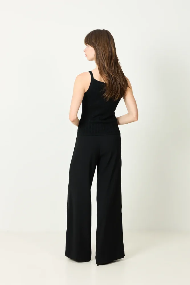 Fine Knit Cable Knit Singlet - Black - Bilde 3