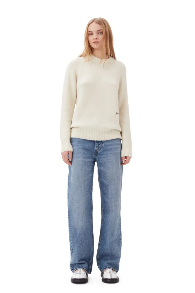 Brushed Alpaca O-Neck - Egret - Bilde 3