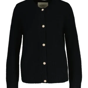 Boucle C-Neck Cardigan – Black