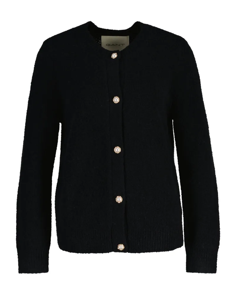 Boucle C-Neck Cardigan - Black