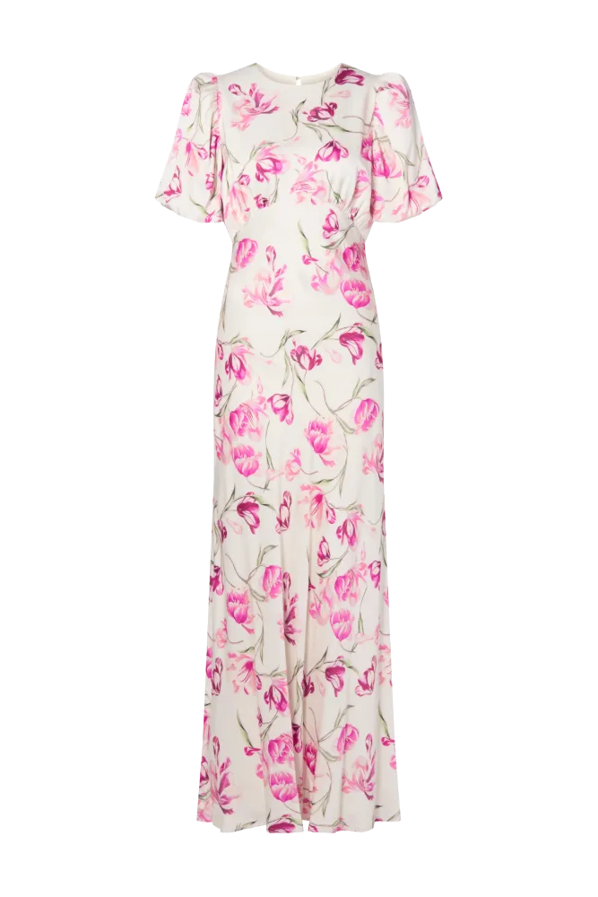 Freja Pouf Sleeve Maxi Dress - Tulip Pink