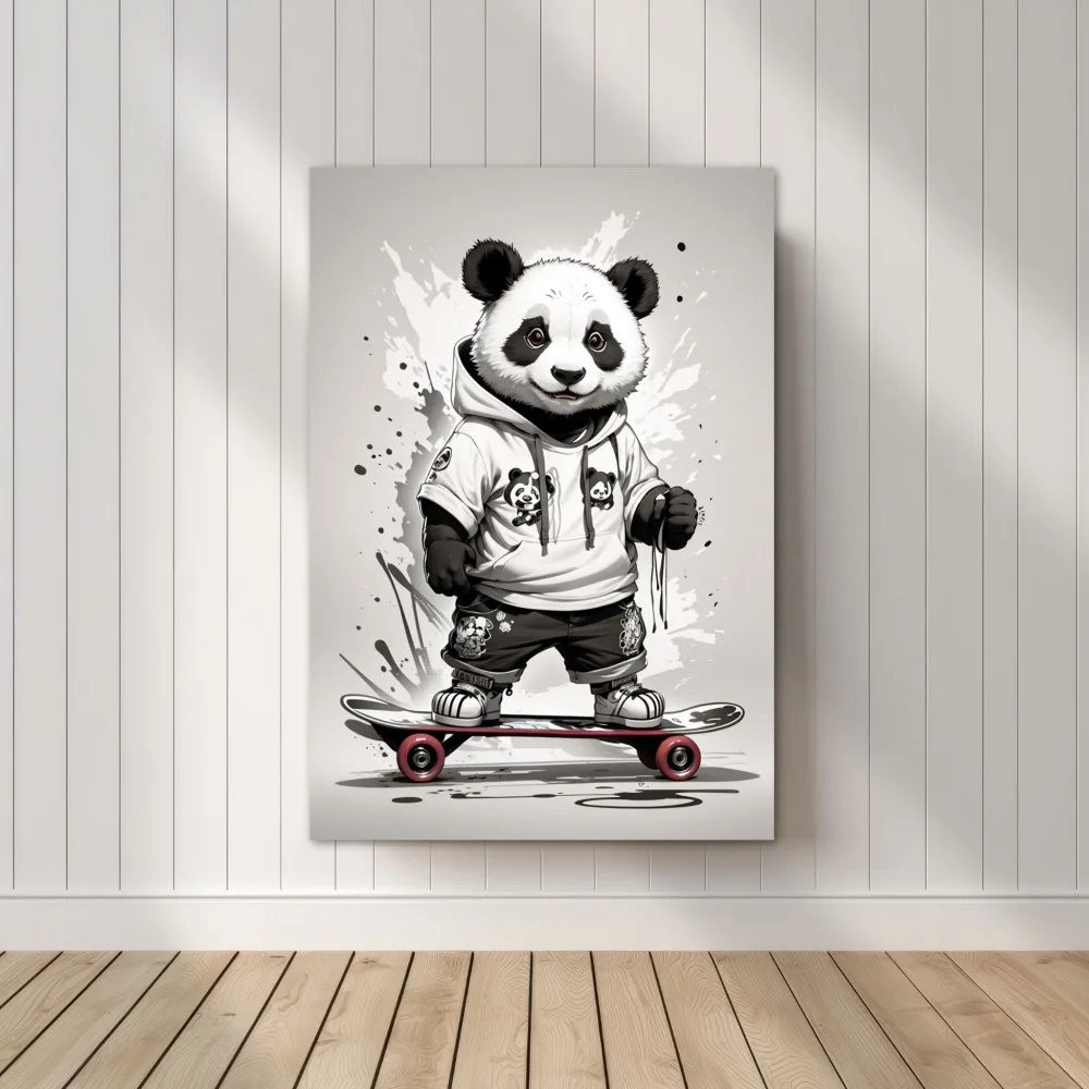 SKATING PANDA No6 - PLAKAT OG LERRET - Bilde 3