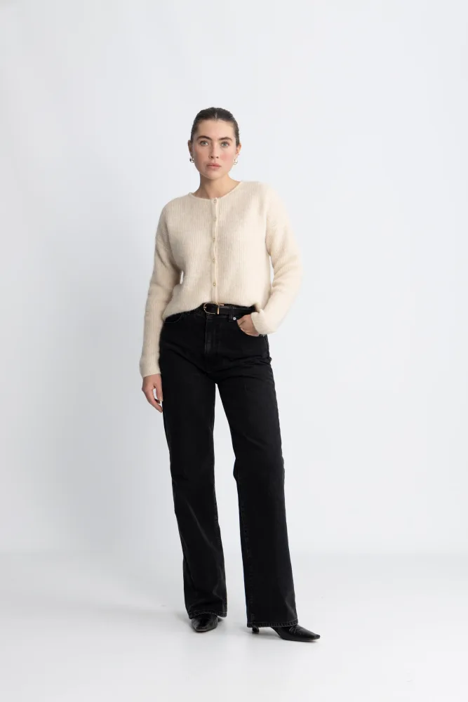 Sia Ras Ls Knit O-Neck Cardigan - Birch Melange - Bilde 2