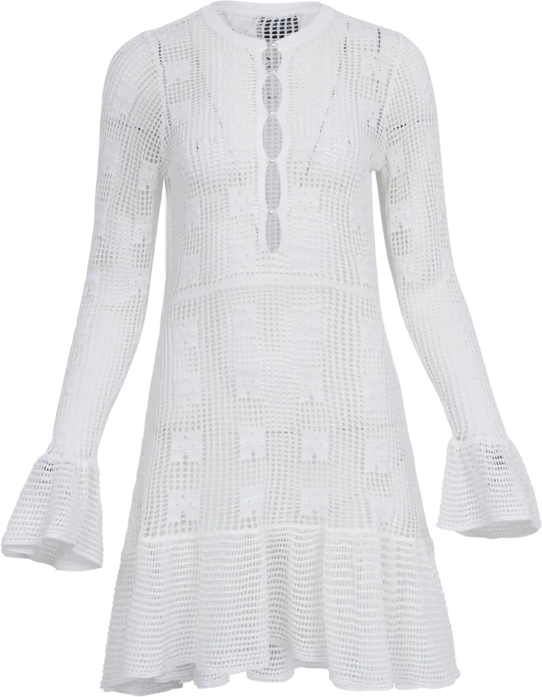 Kiki Crochet Knit Dress - White - Bilde 3