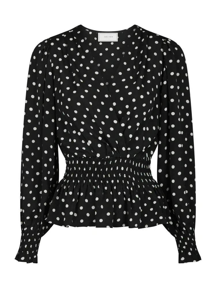 Tamona Crepe Dot Blouse - Black