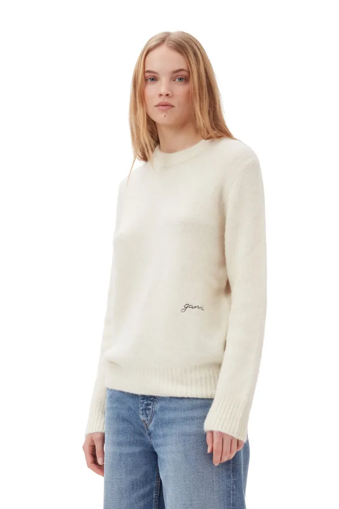 Brushed Alpaca O-Neck - Egret - Bilde 2