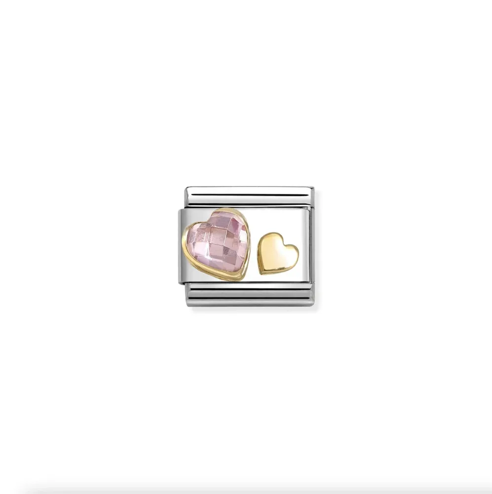 Nomination - Link Gold & Zirconia TWO HEARTS GOLD & PINK