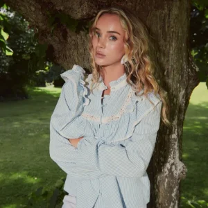 Viva Voile Blouse – Blue Stripe
