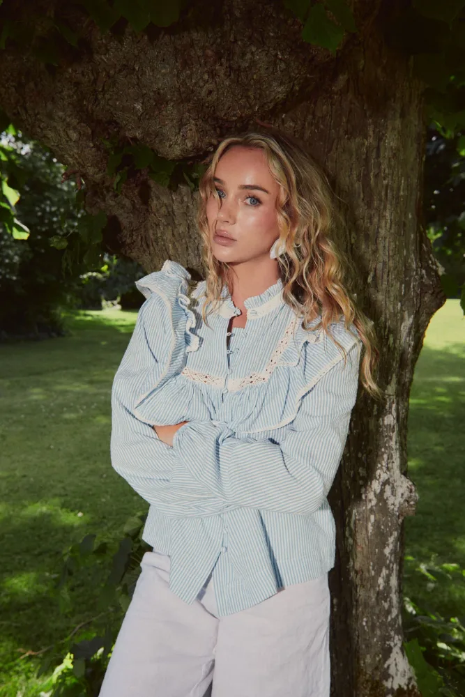 Viva Voile Blouse - Blue Stripe