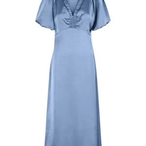 Illana Heavy Sateen Dress – Smoke Blue