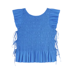 Stretch Cotton Angel Sleeve Smocked Top – Marina