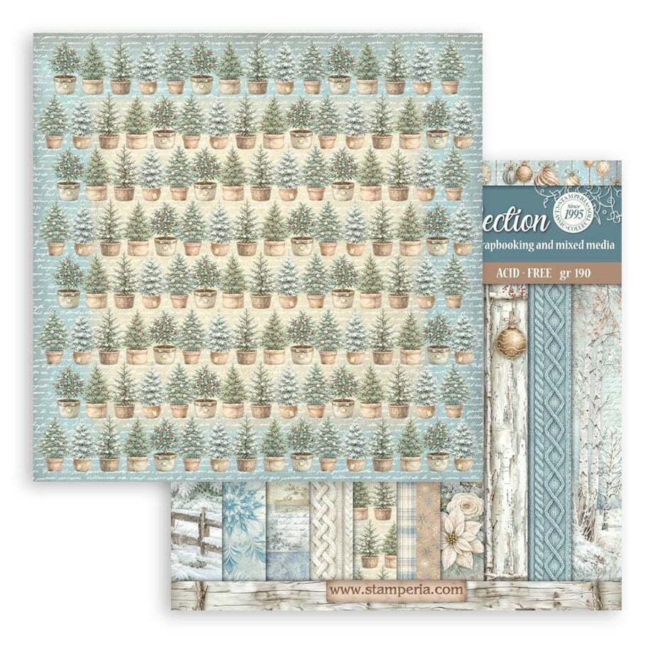 NYHET ! Stamperia - White Christmas - 8x8 Inch Paper Pack Maxi Background Selection by Cristina Radovan (SBBS147) - Bilde 2