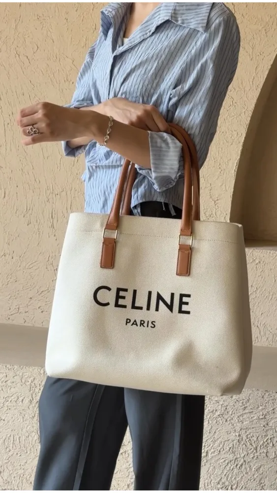 Céline Canvas Tote Bag - White - Bilde 2