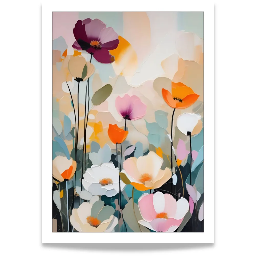 Flower Party No5 – drømmende blomsterplakat i myke pasteller