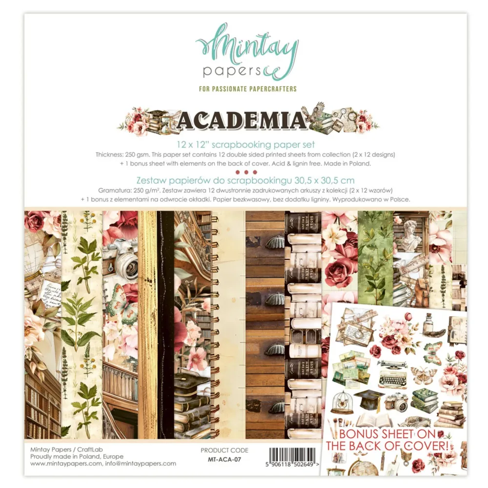 Mintay Academia 12×12 Inch Scrapbooking Paper Set (MT-ACA-07)