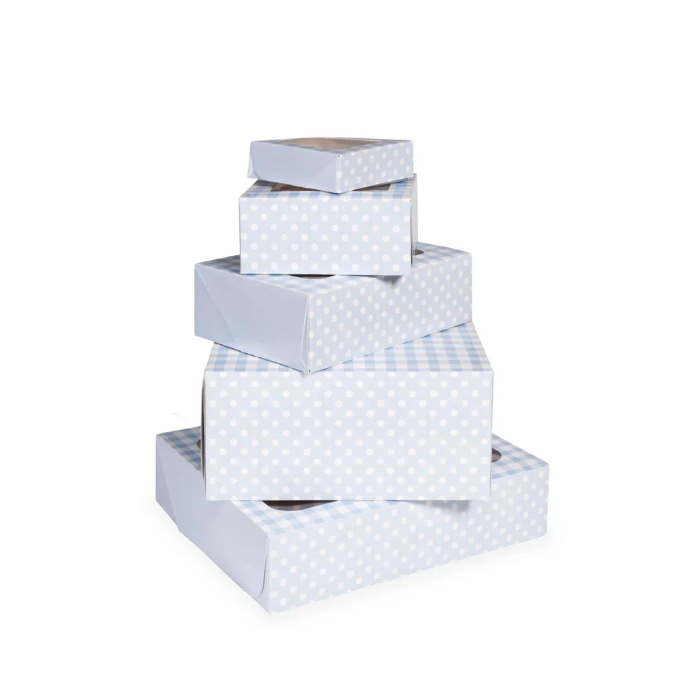 Kakeboks - Blå gingham - 26x26x12,5 - pk/1 - Bilde 3