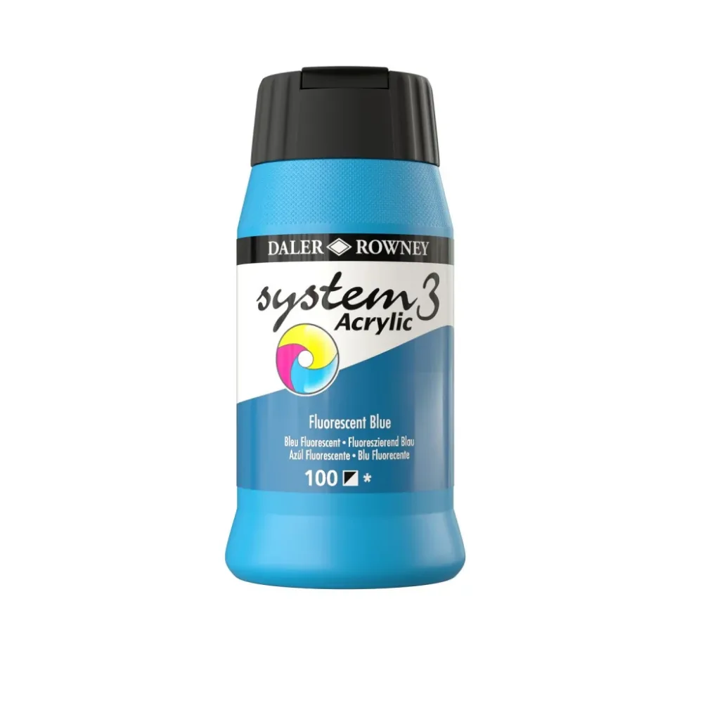 Daler Rowney – System3 500ml – 100 Fluorescent Blue Daler Rowney – System3 500ml – 100 Fluorescent Blue