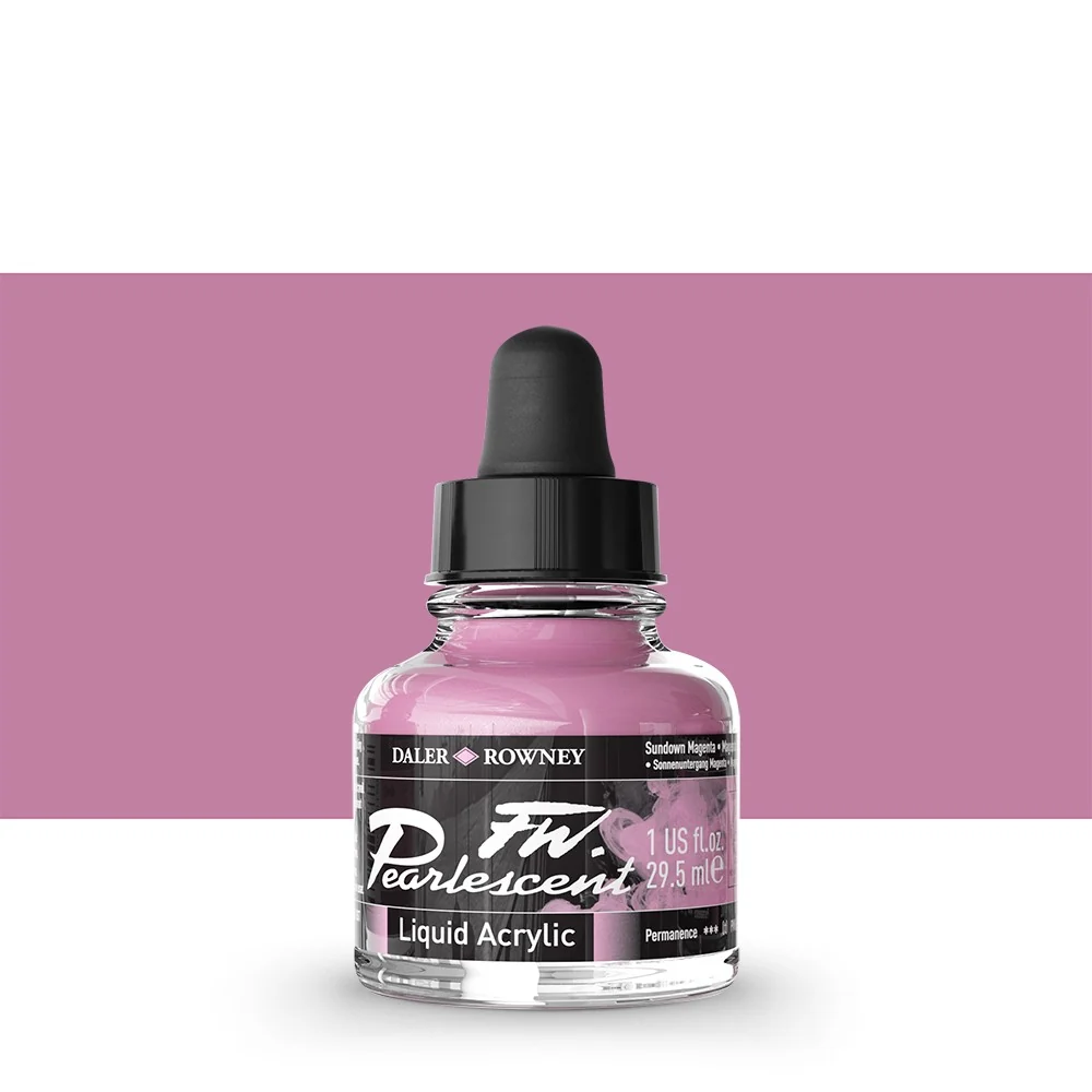 Daler Rowney - FW Pearlescent Ink 29,5ml - 120 Sundown Magenta - Bilde 2