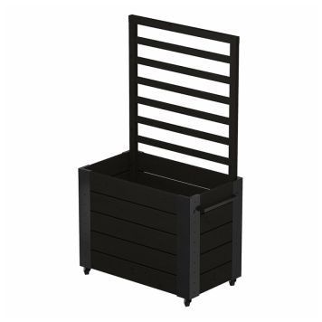 BLOMSTERKASSE PLUS CUBIC MED ESPALIER INKL HJUL 87X50X155CM SVART