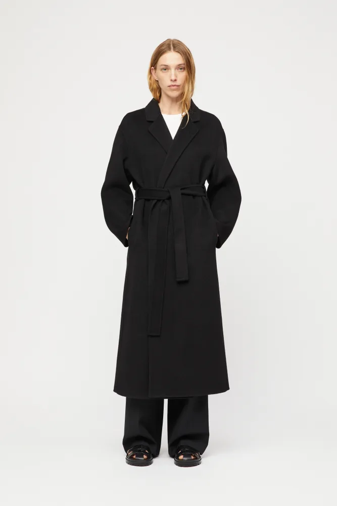 Double Wrap Coat - Jet Black - Bilde 3
