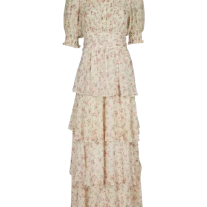 Sable Meadow Printed Dress – Creme