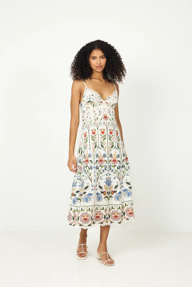 Midi Dress - Stitched Garden Off-White - Bilde 2